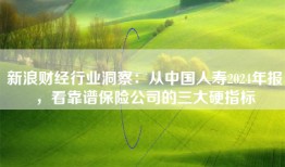 新浪财经行业洞察：从中国人寿2024年报，看靠谱保险公司的三大硬指标