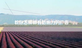 教你怎样做有影响力的广告