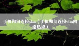 手机如何连接wlan（手机如何连接wlan网络热点）