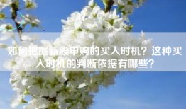 如何把握新股申购的买入时机？这种买入时机的判断依据有哪些？