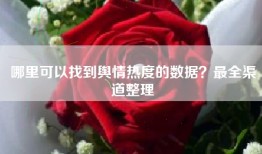哪里可以找到舆情热度的数据？最全渠道整理