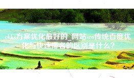 ckks方案优化最好的_网站seo传统百度优化与快速排名的区别是什么？