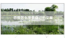 百度怎么发表自己的文章