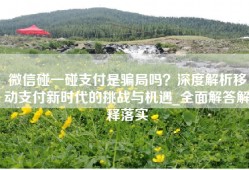 微信碰一碰支付是骗局吗？深度解析移动支付新时代的挑战与机遇_全面解答解释落实