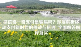 微信碰一碰支付是骗局吗？深度解析移动支付新时代的挑战与机遇_全面解答解释落实