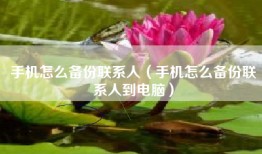 手机怎么备份联系人（手机怎么备份联系人到电脑）