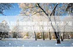 个人如何做自媒体？掌握这些方法，在家也可月入破万