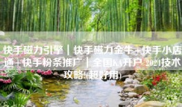 快手磁力引擎｜快手磁力金牛+快手小店通+快手粉条推广｜全国KA开户 2024技术攻略!(超好用)