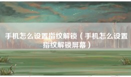 手机怎么设置指纹解锁（手机怎么设置指纹解锁屏幕）