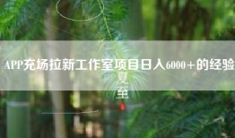 APP充场拉新工作室项目日入6000+的经验