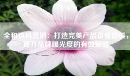 全和百科营销：打造完美产品百度百科，提升品牌曝光度的有效策略