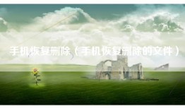 手机恢复删除（手机恢复删除的文件）