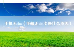 手机无sim（手机无sim卡是什么原因）