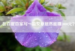 在百度百家写一篇文章居然能赚3000元？