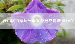 在百度百家写一篇文章居然能赚3000元？