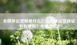全媒体运营师是什么？全媒体运营师证书有啥用？考试方式？