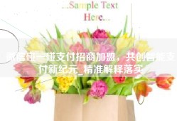 微信碰一碰支付招商加盟，共创智能支付新纪元_精准解释落实