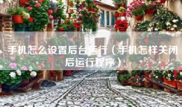 手机怎么设置后台运行（手机怎样关闭后运行程序）