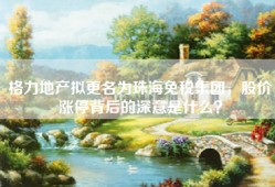格力地产拟更名为珠海免税集团，股价涨停背后的深意是什么？