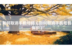 如何取消手机号码（如何取消手机号码保护）