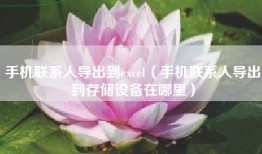 手机联系人导出到excel（手机联系人导出到存储设备在哪里）