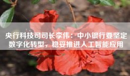 央行科技司司长李伟：中小银行要坚定数字化转型，稳妥推进人工智能应用