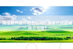 淘宝新开店介绍怎么写？淘宝开店店铺简介写啥？