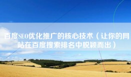 百度SEO优化推广的核心技术（让你的网站在百度搜索排名中脱颖而出）