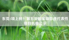 东莞2项上榜！第五批国家级非遗代表性项目名单公示