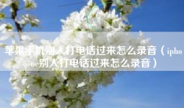 苹果手机别人打电话过来怎么录音（iphone别人打电话过来怎么录音）