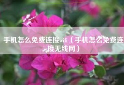 手机怎么免费连接wifi（手机怎么免费连接无线网）