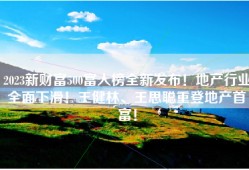 2023新财富500富人榜全新发布！地产行业全面下滑！王健林、王思聪重登地产首富！