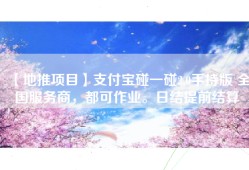 【地推项目】支付宝碰一碰2.0手持版 全国服务商，都可作业。日结提前结算