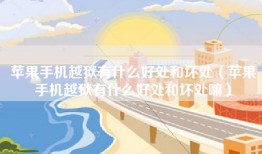 苹果手机越狱有什么好处和坏处（苹果手机越狱有什么好处和坏处嘛）