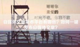 自媒体文章发布平台有哪些？如何一键发布自媒体文章？