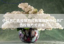 小红书广告投放方式有哪些？小红书广告投放方式讲解！