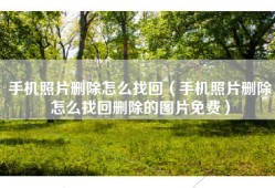 手机照片删除怎么找回（手机照片删除怎么找回删除的图片免费）