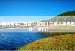 如何用手机查看wifi密码（如何从手机查看wifi密码）