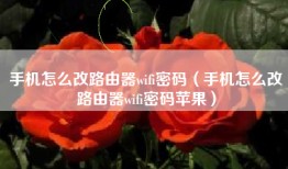 手机怎么改路由器wifi密码（手机怎么改路由器wifi密码苹果）