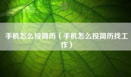 手机怎么投简历（手机怎么投简历找工作）