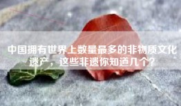 中国拥有世界上数量最多的非物质文化遗产，这些非遗你知道几个？
