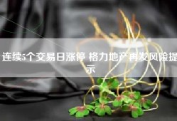连续5个交易日涨停 格力地产再发风险提示