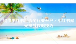 提供小红书广告全行业开户／小红书聚光投放攻略技巧