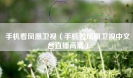 手机看凤凰卫视（手机看凤凰卫视中文台直播高清）