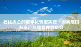 石化央企的数字化转型实践－国务院国有资产监督管理委员会