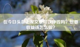 在今日头条上发文章可以挣钱吗？想要收益该怎么做？