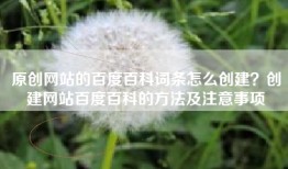 原创网站的百度百科词条怎么创建？创建网站百度百科的方法及注意事项