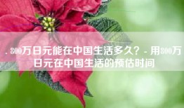 . 800万日元能在中国生活多久？- 用800万日元在中国生活的预估时间
