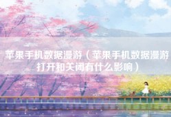 苹果手机数据漫游（苹果手机数据漫游打开和关闭有什么影响）