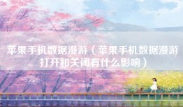 苹果手机数据漫游（苹果手机数据漫游打开和关闭有什么影响）